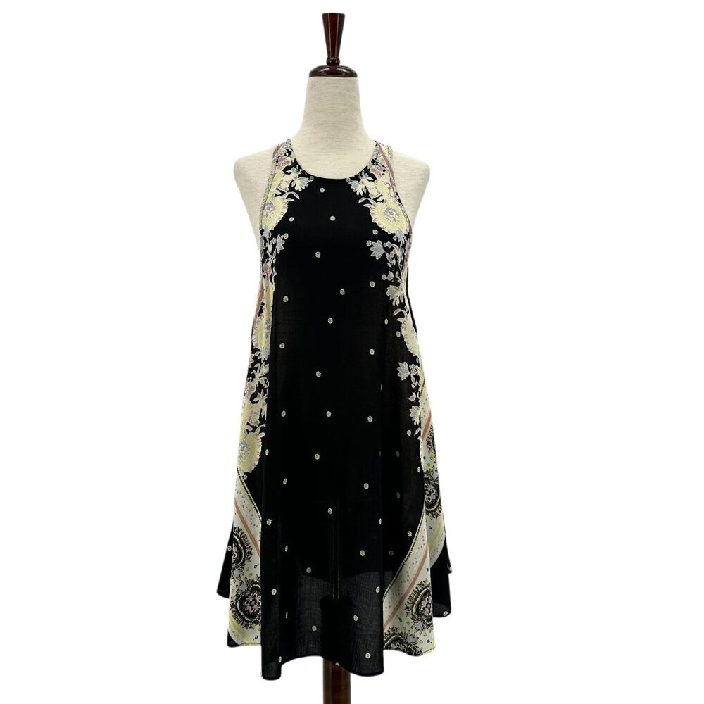 Intimately Free People Womens XS Dress Darjeeling Print Black Mini Floral Boho